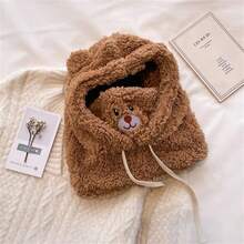 寶寶帽子圍巾一體口罩秋冬季兒童毛絨保護耳套頭帽男童女童可愛呆萌