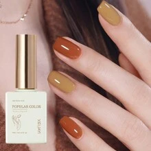 1pc Brown Gel Nail Polish 15ML Soak Off Glitter Gel Polish For All Seasons - Home Salon Nail Art DIY - 杏色 - 查看 2