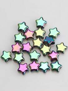 50pcs/Pack 8mm Center Hole Electroplated Glass Pentagram Beads, DIY Jewelry Accessories For Necklace, Bracelet, Earrings