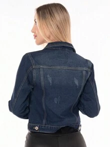 CHAMARRA MEZCLILLA TIPO TOP LINDA - Azul Marino - Ver 3