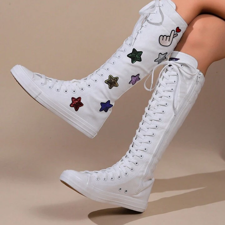 Knee high canvas shoes best sale