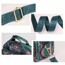 Bolso cruzado multifuncional con estampado a mano para mujer, bolso de hombro de gran capacidad, bolso de nailon impermeable - azul real - Ver 7