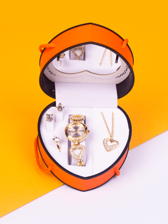 5-Piece Gift Box Set, Exquisite Watch+Exquisite Necklace+Exquisite Ring+Exquisite Earring+Exquisite Gift Box, Gift For Mom And Girlfriend, Mother's Day, Party Gift, Birthday Gift, Souvenir, Classic Women's Light Luxury Set, Personalized Fashionable Gift Set And Valentine's Day Gifts