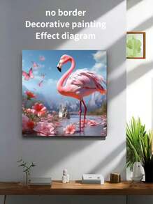 1PC multi size ,flamingo pattern decoration canvas painting, borderless living room wall hanging bedroom dormitory home decoration,  wall art pictures, gifts for her/him - Multicolor - View 1