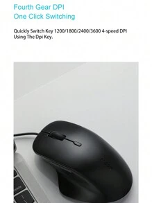 Rapoo 雷柏 N500 黑色有線光電滑鼠,商務辦公即插即用,4 級 Dpi 可調,防滑設計 1.8m 線纜 Usb - 黑色 - 查看 4