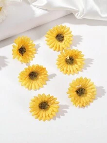 6 cái Hoa Hướng dương Thiết kế Mini Kẹp tóc Đối với bờ biển Kỳ nghỉ - Màu vàng - Xem 3