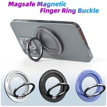1 Pieza Soporte De Anillo Magnético Metálico Universal Ultra Delgado Plateado Para El Agarre De Teléfono Celular Desmontable Magsafe Y Soporte De Pie - Plateado - Ver 2