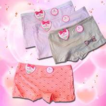 Girls' Boxers, Set Of 6 Boxer Briefs For Girls With Stripes, Bows And Solid Colors. - Multicolor - View 3