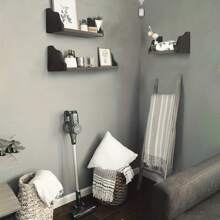 Floating Shelf Wall Mounted Set Of 3 Wooden Wall Mounted Storage Rack for Bedroom Kitchen Living Room - Black - View 3