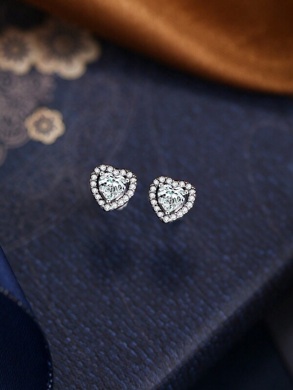 MODIAN Brincos de Pressão de Coração de Prata de Lei 925 com CZ Cristal, Anel de Moda, Presente para Ela, Aniversário, Mulheres, Charme, Casamento, Declaração, Joia Fina de Prata
