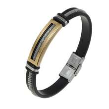 1 件時尚不鏽鋼矽膠鏤空手鐲適合男士日常佩戴 - 2 - 查看 3