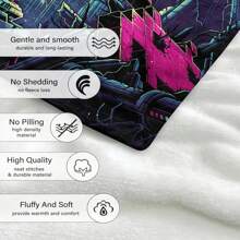 1入組柔軟的遊戲圖案數字印花法蘭絨毯,柔軟溫暖的毯子,適合送給男孩、兒子、孫子、兄弟,可作為家居休閒、空調、午睡毯、感恩節禮物,聖誕節禮物 - 彩色 - 查看 5