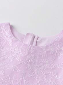 Annil Young Girl Dress Spring And Autumn Fashionable Round Neck Mesh  Skin-Friendly Dresses Purple