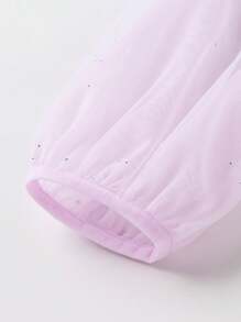 Annil Young Girl Dress Spring And Autumn Fashionable Round Neck Mesh  Skin-Friendly Dresses Purple