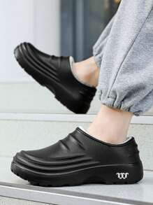 大尺碼女/男專業主廚飯店餐廳服務工作安全鞋冬秋季戶外活動保暖舒適防滑防污防油防水尺寸4~13.5 - 黑色 - 查看 2