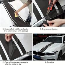 49"x 8.7" 車頭條紋貼紙汽車賽車側邊條紋貼紙裙子屋頂引擎蓋槓條紋貼紙乙烯基改裝條紋貼紙裝飾適用於 - 灰色 - 查看 7
