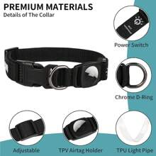 1 Miếng Led Nhãn hàng không Vòng cổ chó , Không khí Tag Vòng cổ chó , Có thể sạc lại thắp sáng Vòng cổ chó Đối với Trung bình nhỏ Chó to , Không bao gồm Nhãn hàng không - màu đen - Xem 9
