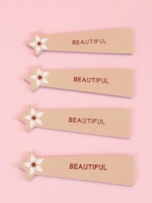 ziri 4 件装圣诞主题双面指甲锉/抛光器，适用于天然指甲、美甲工具 - 彩色 - 查看 4