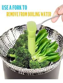 Rejilla Vaporera Plegable De Acero Inoxidable Para Cocina verduras - Verde - Ver 3