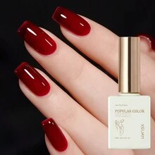 1pc Red Ice-Through Gel Nail Polish 15ML Soak Off Glitter Gel Polish For All Seasons - Home Salon Nail Art DIY - 紅色 - 查看 2