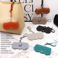 荔枝紋眼鏡套,可愛懸掛 Pu 皮革太陽眼鏡老花眼鏡收納袋便攜式旅行眼鏡架