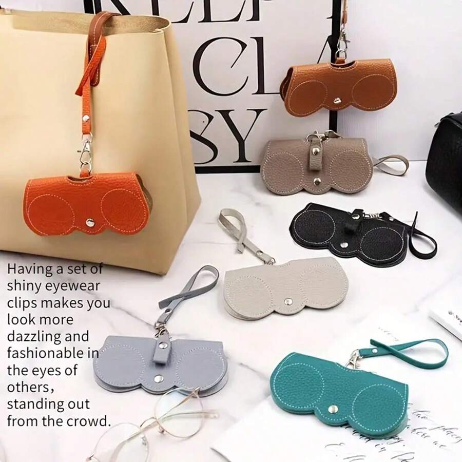 荔枝紋眼鏡套,可愛懸掛 Pu 皮革太陽眼鏡老花眼鏡收納袋便攜式旅行眼鏡架