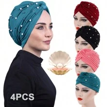 4 Turbantes Gorros Dama Mujer Oncológicos Quimio Alopecia - verde menta - Ver 1