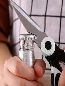 1pc Multifunctional Stainless Steel Super Sharp Poultry & Fish & Chicken Bone Shears, Kitchen Tool For Cutting Walnut & Food - Black - View 4