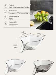 1pc Kitchen Basket Multi-functional Drain Basket Large Capacity Washing Basket Dry and Wet Separation Fruit Tray - Multicolor - View 2