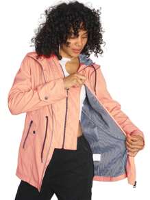 Chamarra Chaqueta Cazadora Moda Y Vanguardia Para Mujer - Naranja Coral - Ver 2