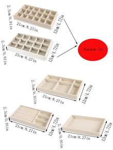 1入/4入輕奢絲絨珠寶收納展示盒,用於存放戒指、項鍊、手鍊、寶石、珠寶、耳釘、耳環、收納盒、珠寶盤 - 白色 - 查看 4