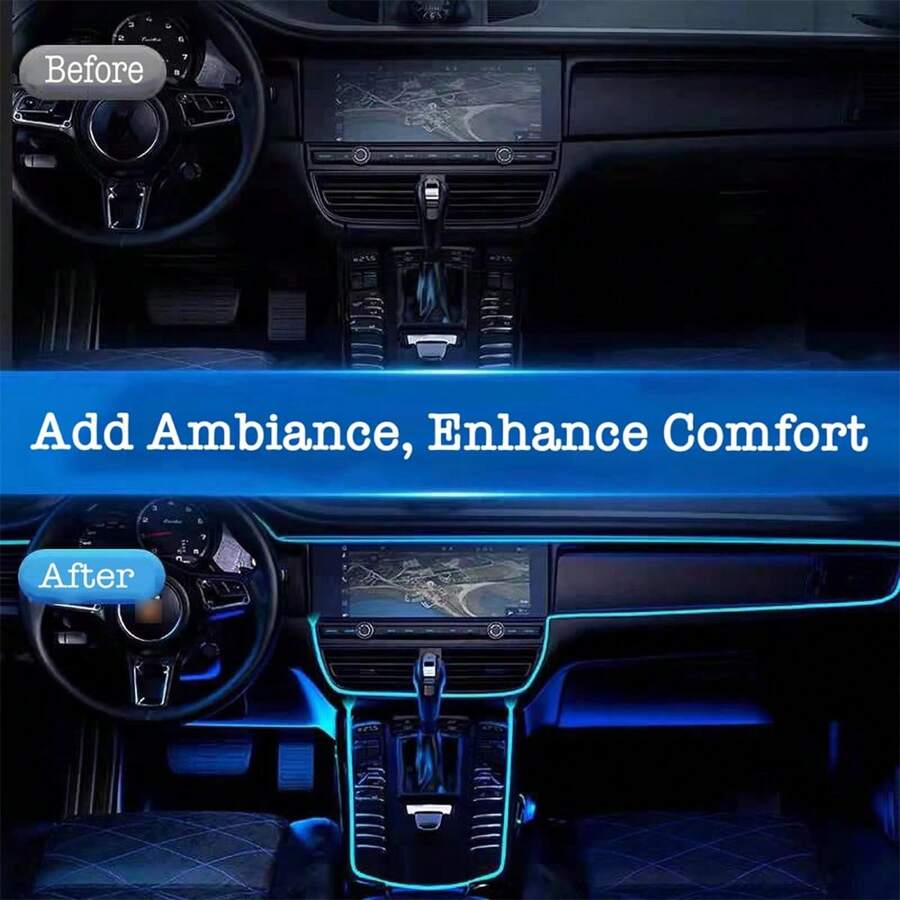 118.11In/3M Car Interior Ambiance Lamp With Usb Diy Decorative