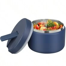 12oz Insulated Vacuum Food Jar With Buckle Lid Wide Mouth Soup Thermo For Hot Food Kids Leakproof Stainless Steel Lunch Container - 藍色 - 查看 7