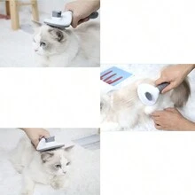 塑膠貓狗去毛刷,自動除毛,細針清潔梳,藍色 1 - 藍色 - 查看 9