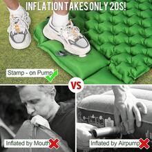 露營睡墊,超輕便露營睡墊,帶枕頭和內置腳踏氣泵,可充氣睡墊,便攜和緊湊,適用於露營背包旅行徒步旅行(綠色)