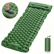 露營睡墊,超輕便露營睡墊,帶枕頭和內置腳踏氣泵,可充氣睡墊,便攜和緊湊,適用於露營背包旅行徒步旅行(綠色)