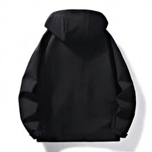 Men's Solid Color Hooded Drawstring Sports Jacket