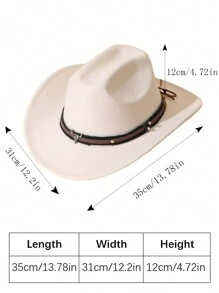 1 chiếc mũ đầu bò và thắt lưng trang trí cho nữ Boho Cowgirl Hat Cowboy Hat Ridge Jazz Panama Hat nỉ mềm Fedora Hat kiểu cao bồi miền Tây Thích hợp sử dụng hàng ngày - Màu be - Xem 6