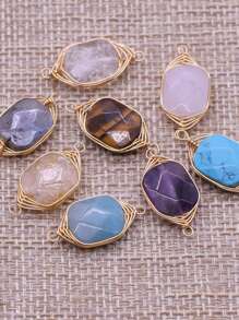 5pcs/Set Random Color Natural Stone Connectors Charms For DIY Necklace Bracelets Jewelry Making Accessories - Random Color - View 2