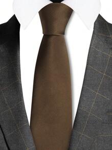 1pc Men's 8cm Brown Twill Necktie For Wedding, Party And Events CasualMen Necktie - Brown - View 2