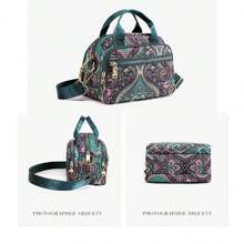 Bolso cruzado multifuncional con estampado a mano para mujer, bolso de hombro de gran capacidad, bolso de nailon impermeable - azul real - Ver 6