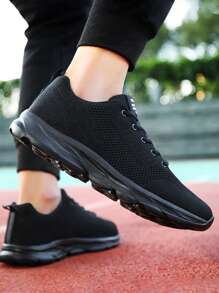 Zapatos Deportivos Ligeros Al Aire Libre Para Hombres Y Parejas, Zapatillas Transpirables Con Cordones - Negro - Ver 5