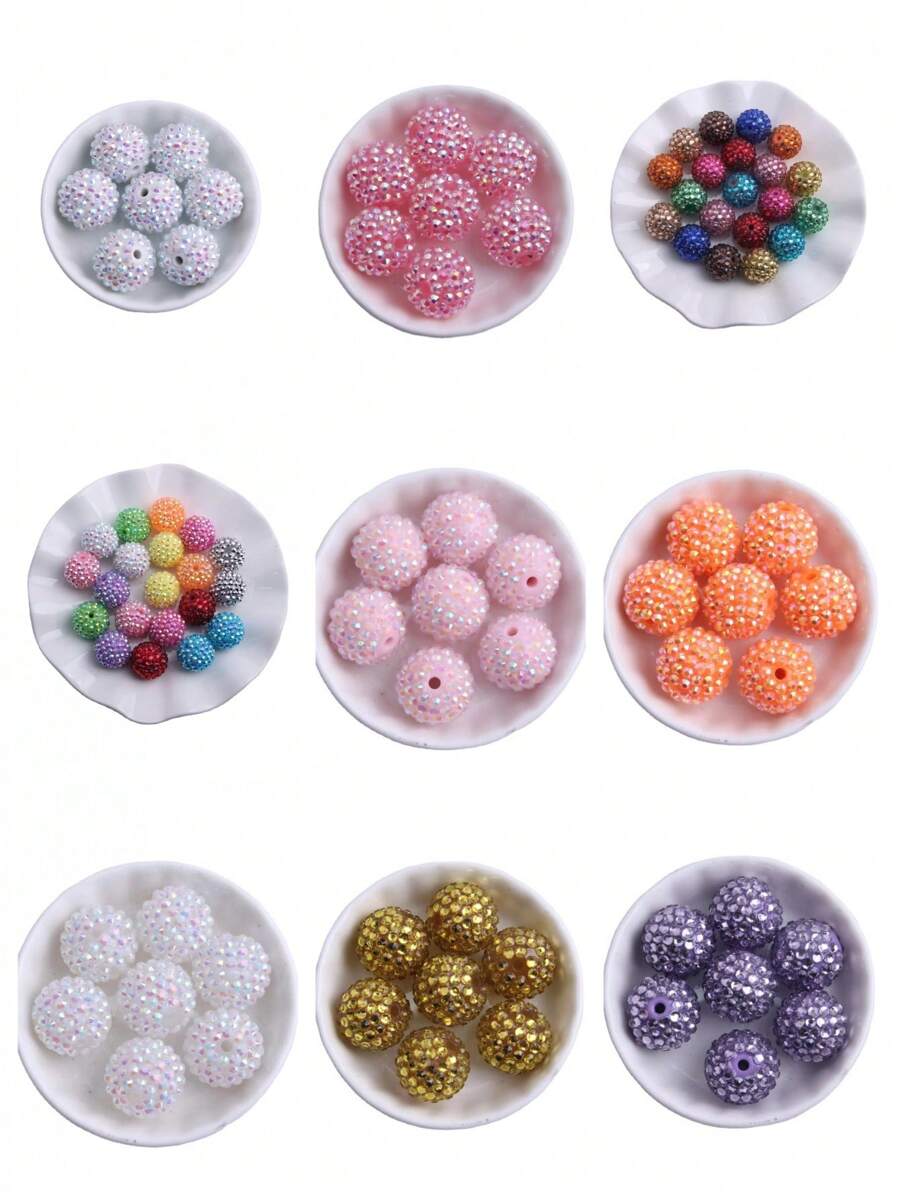 18x20mm 10 Stück Chunky runde bunte Harz Strass Kugelperlen für Bubblegum Halsketten Schmuck - Verschiedenfarbig - Übersicht 1