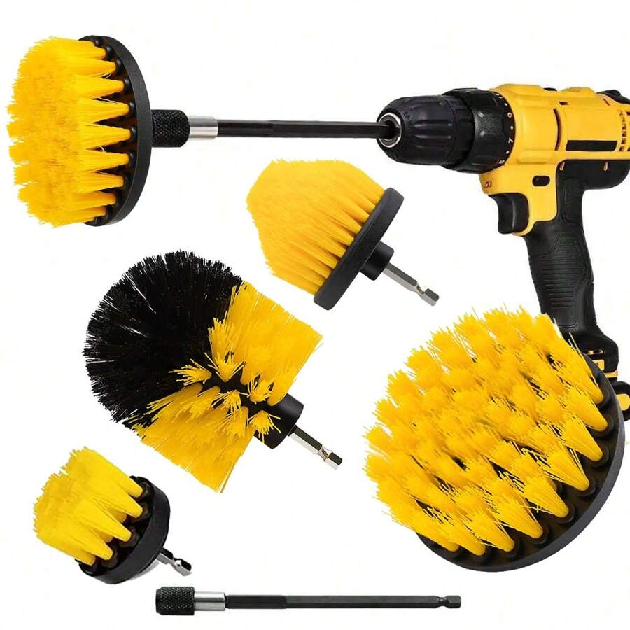 5 Máy khoan Chải Đồ đính kèm Bộ , Sức lực Chải Rửa Bàn chải làm sạch Công cụ Bộ dụng cụ Điện lực Máy khoan Chải Với Gia hạn Đồ đính kèm Đối với Sàn nhà Bồn tắm Gương sen Ngói Phòng tắm Phòng bếp Bề mặt Và Ô tô/xe hơi ( Vàng ) - Màu vàng - Xem 1