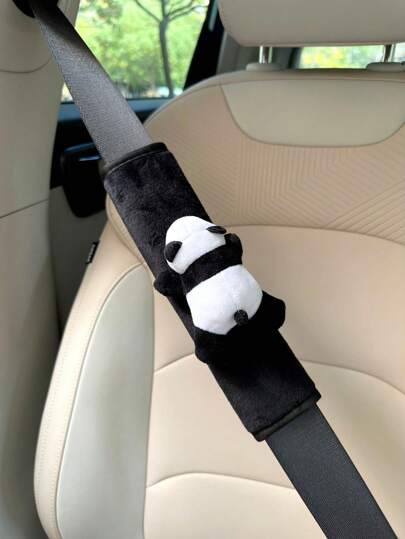 1pc Car Seat Belt Shoulder Pad With Cute Panda Design, Decorative Belt Cover For Car