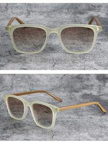 新款男士复古方形镜框时尚眼镜，经典品牌方形复古时尚眼镜，男士驾驶眼镜，沙滩配饰眼镜，時尚眼鏡，打造街头风格，适合搭配毛衣、夹克、卫衣、连帽衫、皮裤和工装裤，适合夏季海滩度假、户外活动和旅行。 - 米色 - 查看 3