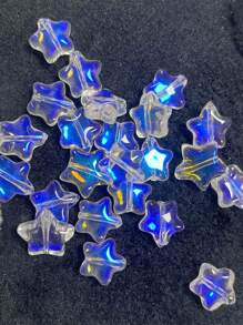 50pcs/Pack 8mm Center Hole Electroplated Glass Pentagram Beads, DIY Jewelry Accessories For Necklace, Bracelet, Earrings