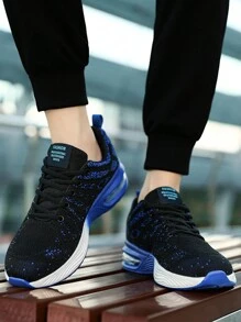 Men Color Blocking Gradient Knit Lace-up Air Cushion Sneakers,Comfortable Breathable and Shock-absorbing Outdoor Running Shoes,Suitable for Outdoor Sports, Jogging&Fitness&Walking