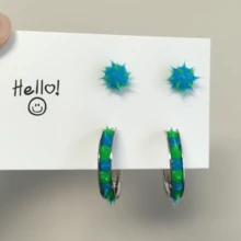 1 件手工矽膠抽繩球耳環/c 形,觸感柔軟,果凍色適合日常佩戴 - C型 - 查看 1