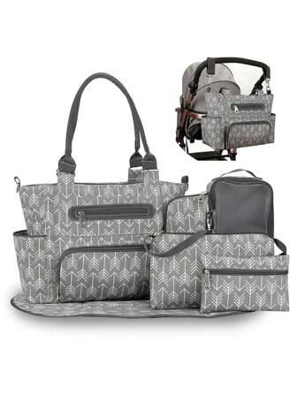 7件套婴儿车包、单肩包、手提包、多功能大容量尿布包，适合妈妈和宝宝